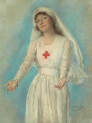 Red Cross Nurse by Haskell Coffin Oil Painting