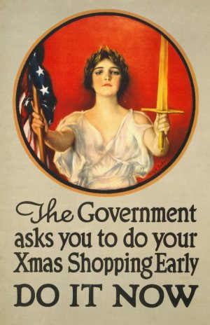 The government asks you to do your Xmas shopping early-Do it now by Haskell Coffin Oil Painting