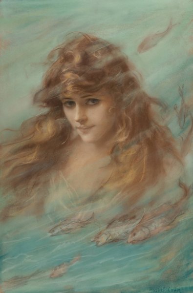 Woman Among Fish by Haskell Coffin - Hand-Painted Oil Painting Reproduction