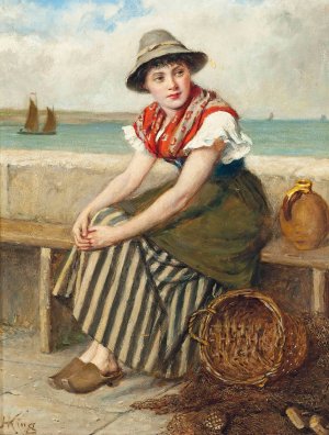 Waiting for the boats by Haynes King Oil Painting