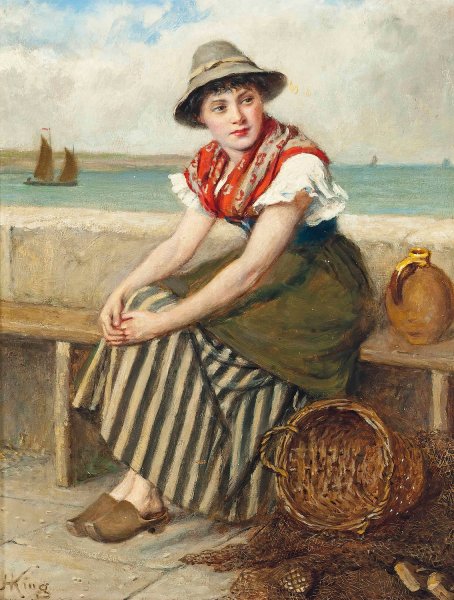 Main Product Photo of Waiting for the boats Painting by Haynes King