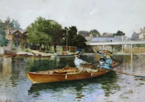 A Boating Party on the Thames at Cookham painting by Hector Caffieri