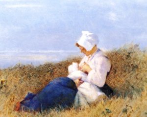 Motherhood by Hector Caffieri Oil Painting