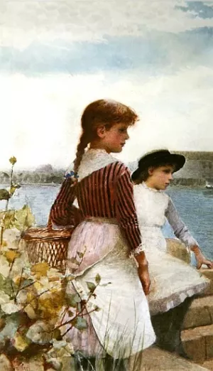 Waiting for the Ferry by Hector Caffieri - Oil Painting Reproduction