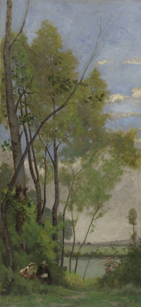 Bords de la Seine  by Hector Hanoteau - Hand-Painted Oil Painting Reproduction