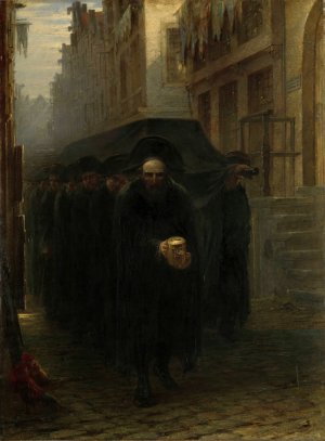 A Jewish Funeral by Hein Burgers Oil Painting