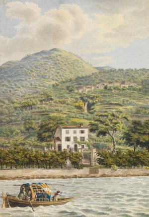 Die Villa Artaria am Comer See by Heinrich Adam Oil Painting