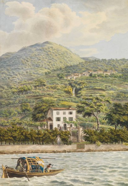 Die Villa Artaria am Comer See  by Heinrich Adam - Hand-Painted Oil Painting Reproduction