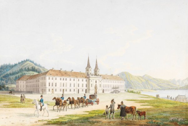 Schloss Tegernsee  by Heinrich Adam - Hand-Painted Oil Painting Reproduction