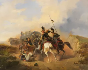 uberfallsszene by Heinrich Ambros Eckert Oil Painting