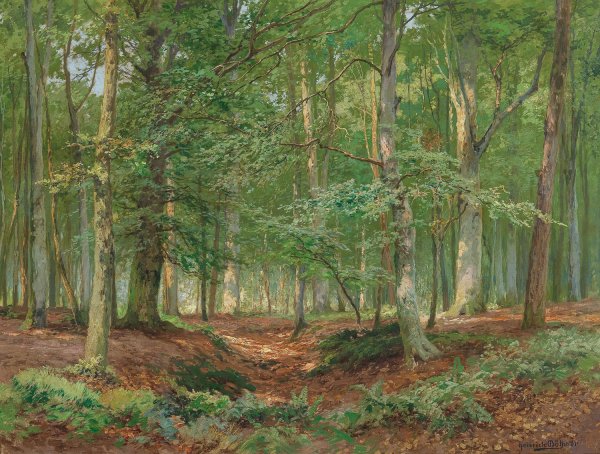 A Forest Glade by Heinrich Bohmer - Hand-Painted Oil Painting Reproduction