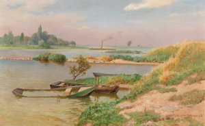Open River Landscape by Heinrich Bohmer Oil Painting