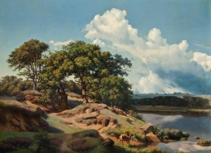 Danish Landscape by Heinrich Buntzen Oil Painting