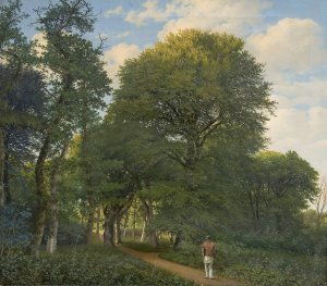 Et skovparti i Charlottenlund. Aften by Heinrich Buntzen Oil Painting