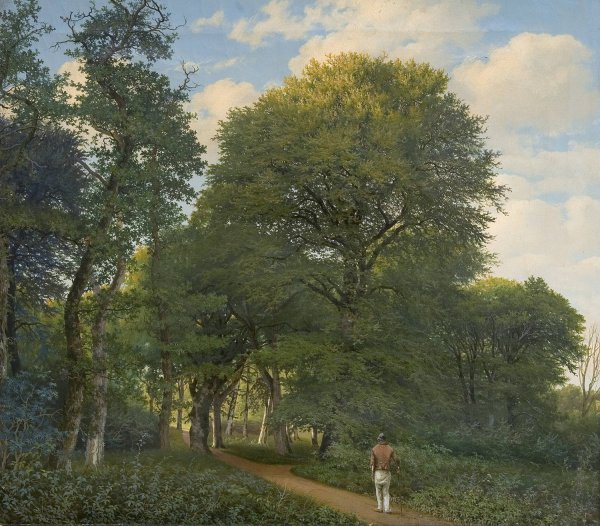 Et skovparti i Charlottenlund. Aften  by Heinrich Buntzen - Hand-Painted Oil Painting Reproduction