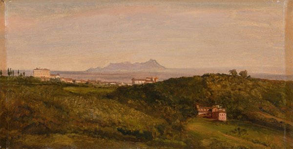 Blick auf den Monte Circeo  by Heinrich Burkel - Hand-Painted Oil Painting Reproduction