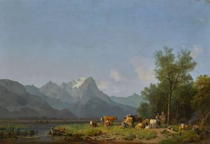 Garmisch, The Wetterstein Mountains Beyond by Heinrich Burkel Oil Painting