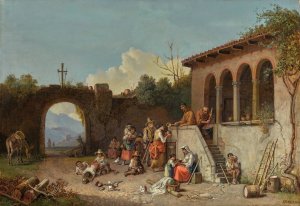 Soup Kitchen In The Monastery by Heinrich Burkel Oil Painting