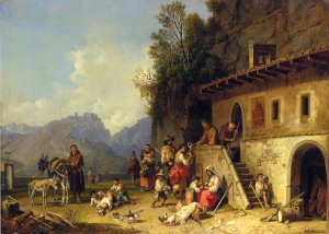 The Monastary Soup Kitchen by Heinrich Burkel Oil Painting