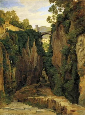 Grotto Near Sorrento with Bridge by Heinrich Carl Reinhold Oil Painting