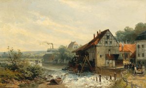 Mill at Broich by Heinrich Deiters Oil Painting
