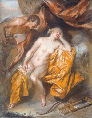 Jupiter og Antiope by Heinrich Dittmers Oil Painting
