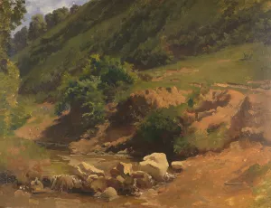 Steiler Hang mit Bachgrund by Heinrich Dreber Oil Painting