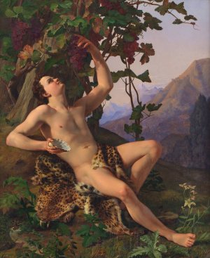 A Young Faun Picking Grapes by Heinrich Eddelien Oil Painting