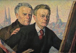 My grandfather and I by Heinrich Eduard Linde-Walther Oil Painting