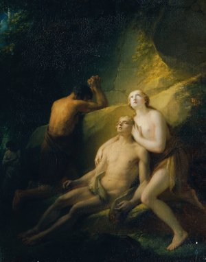 Adam and Eve mourn the dead Abel by Heinrich Friedrich Fuger Oil Painting