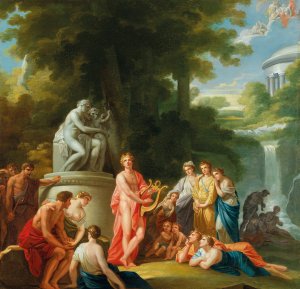 Apollo amongst the Shepherds, a 'study'for the former Burgtheater, Vienna by Heinrich Friedrich Fuger Oil Painting