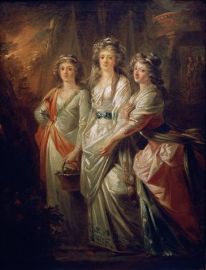 The countesses Elisabeth, Christiane and Marie Karoline von Thun by Heinrich Friedrich Fuger Oil Painting