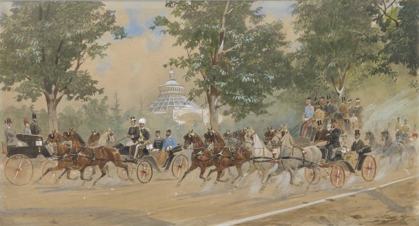 Main Product Photo of Ausfahrt Franz Ferdinand im Prater Painting by Heinrich Gottfried Wilda