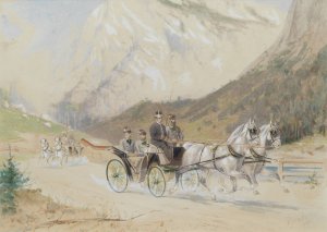 Kaiserliche Kutschenausfahrt im Salzkammergut by Heinrich Gottfried Wilda Oil Painting