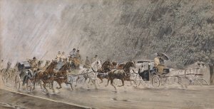 Kutschenfahrt im Regen by Heinrich Gottfried Wilda Oil Painting
