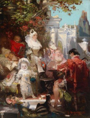 HOfische Unterhaltung by Heinrich Hans Schlimarski Oil Painting
