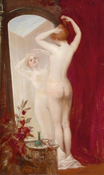 Vor dem Spiegel by Heinrich Hans Schlimarski - Hand-Painted Oil Painting Reproduction
