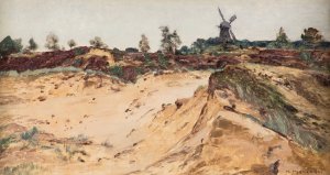In the dunes by Heinrich Hermanns Oil Painting