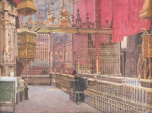 Interior Of The Cathedral Of avila by Heinrich Hermanns Oil Painting