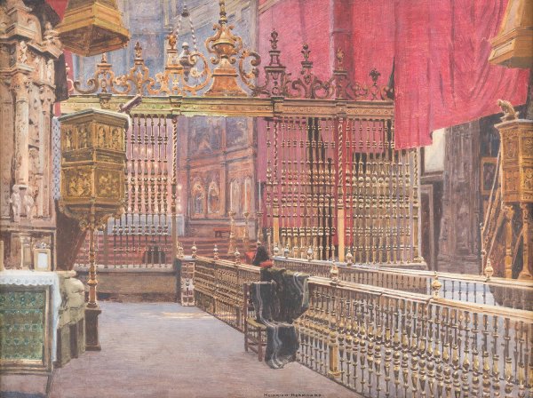 Main Product Photo of Interior Of The Cathedral Of avila  Painting by Heinrich Hermanns