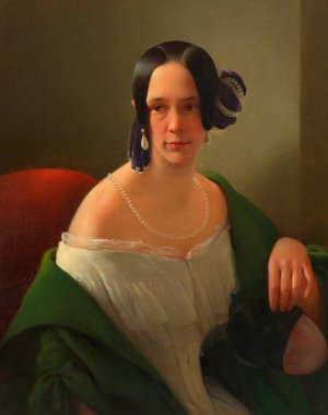 Marie Geisler, geb. Kramer, Gattin eines K.k. Feldapothekerbeamten der Garnisonsspitalsapotheke in Prag by Heinrich Hollpein Oil Painting