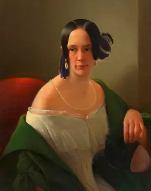 Marie Geisler, geb. Kramer, Gattin eines K.k. Feldapothekerbeamten der Garnisonsspitalsapotheke in Prag Oil painting by Heinrich Hollpein