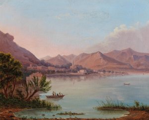 A View of Lake Como by Heinrich Jaeckel Oil Painting