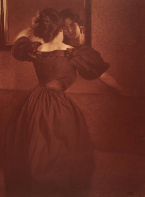 Woman before a Mirror by Heinrich Kuhn Oil Painting
