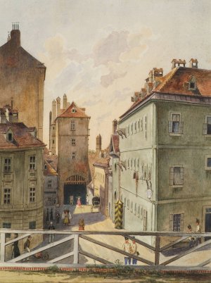 Das Neutor mit dem Stockhaus in Wien by Heinrich Lang Oil Painting