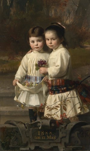Geschwister im Schlosspark by Heinrich Lauenstein Oil Painting