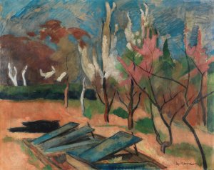 Garten mit Treibhausbeeten by Heinrich Nauen Oil Painting