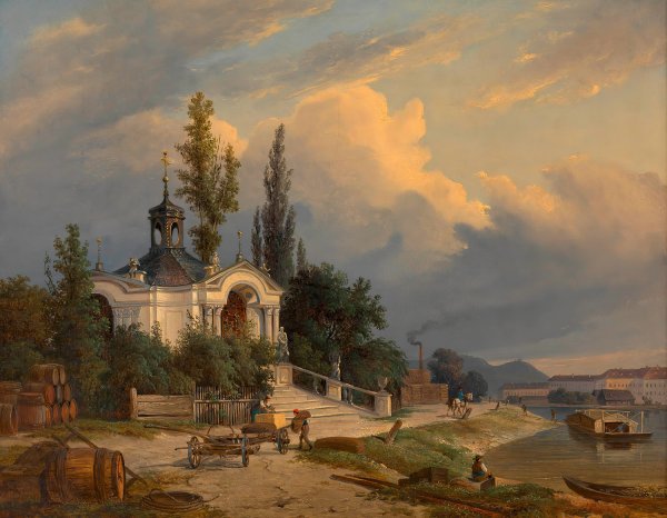 Die Johannes-Nepomuk-Kapelle auf dem Schanzel  by Heinrich Peyer - Hand-Painted Oil Painting Reproduction