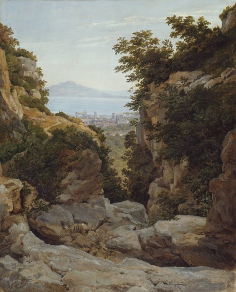 Italian Landscape  by Heinrich Reinhold - Hand-Painted Oil Painting Reproduction