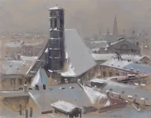 Blick uber Wiener Dacher und Minoritenkirche by Heinrich Schroder Oil Painting